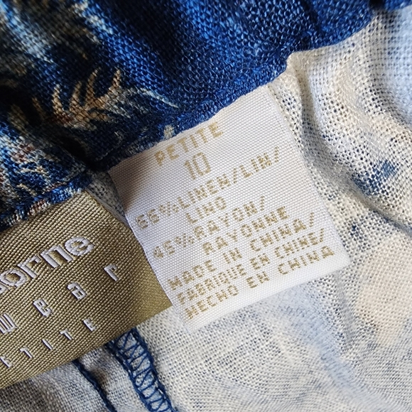 Vintage blue Linen plant print long skirt - Picture 6 of 9